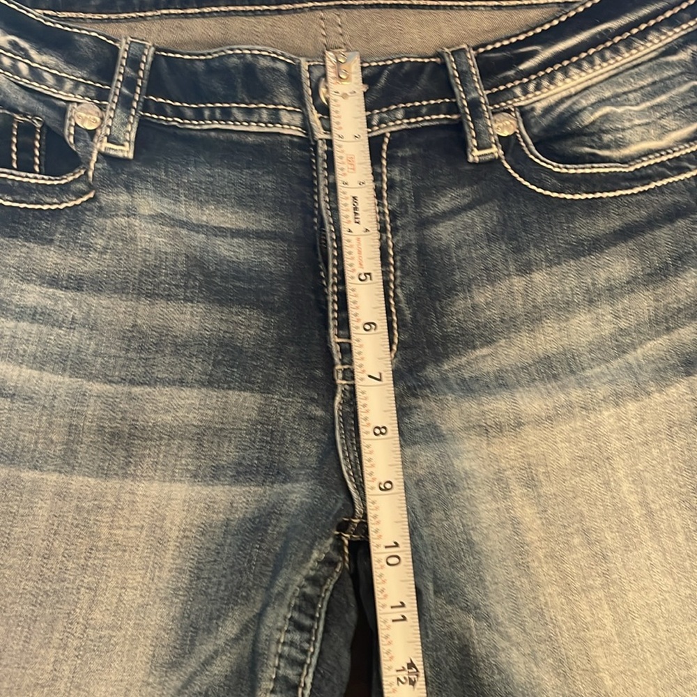 Miss Me Women's Embroidered Distressed Blue Jeans - Picture 2 of 6